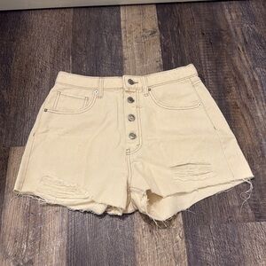 Wild Fable Highest Rise Cutoff Distressed Off White Jean Shorts Women’s Size 6